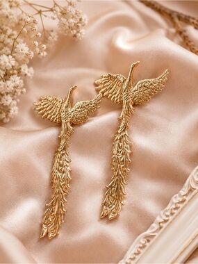 Gold Phoenix Drop Earrings